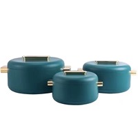 Ensemble de service de luxe pour banquets, comprenant des casseroles isothermes de 1L, 2L et 3,5L, finition mate et poignées dorées, lot de 3 pièces