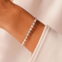 Bracelet tennis exquis en diamants de laboratoire VVS taille baguette, personnalisé, certifié IGI, diamants CVD, chaîne tennis en argent 925, bijoux pour femme
