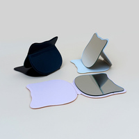 Miroir de maquillage pliable en cuir PU, écologique, portable, fait main, style côtier, pour étudiants, dortoir, maison, chambre, salle de bain