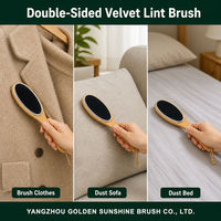 Brosse à vêtements en velours double face de 27 cm, éliminateur de peluches et de poussière, manche en bois pour vêtements, canapé, literie