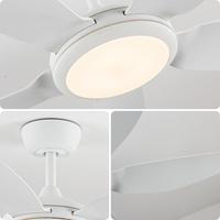 Ventilateur de plafond à moteur DC de 52 pouces, 5 pales en ABS, lumière LED, télécommande, économie d'énergie, ventilateur d'intérieur moderne