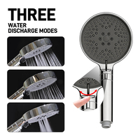 Douche à main TOPWAY 3 JET avec débit d'eau réglable, effet pluie et massage, finition chromée