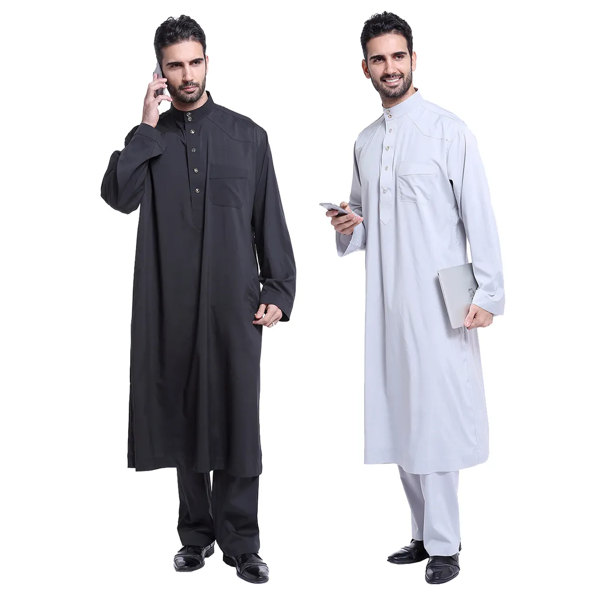 Hersteller Hot Sale arabische muslimische Männer Thobe mit Hosen zweiteilige Anzüge Set islamische Kleidung für Männer