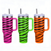 Gobelets noirs de 40 oz avec revêtement sous-couche, gobelet isotherme sous vide Chroma avec poignée, gravure au laser personnalisée de pattes de léopard, animal