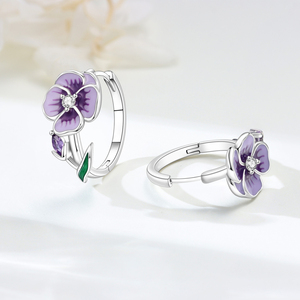 <span class=keywords><strong>Orecchini</strong></span> Pendenti in Lega Autentica con Fiore di Pansé <span class=keywords><strong>Viola</strong></span>, Gioielli Raffinati con Zirconia Cubica e Smalto, per Uso Quotidiano e Regali di Compleanno - Product Image 4