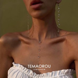 Conjunto de joyería de cristal Dewdrop para mujer, collar hecho a mano con forma de gota de agua, pendientes, pulsera minimalista - Product Image 4