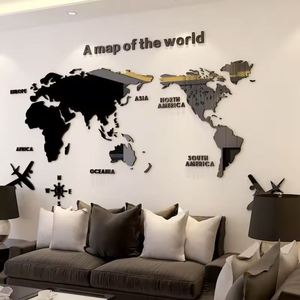 Mapa del Mundo Acrílico 3D, Adhesivos de Pared de Cristal Sólido para Dormitorio, Sala de Estar, Aula, Oficina, Decoración - Product Image 1