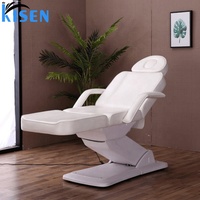 KISEN - Camilla de Masaje de Cuero de Lujo Moderna para Salón de Belleza, Eléctrica, Ajustable, Plegable, Portátil, con 2 Motores, para Hotel, Escuela, Sala de Estar