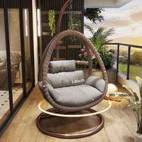 Fauteuil suspendu en rotin rotatif au design simple, prix abordable, avec table basse, balançoire double pour balcon