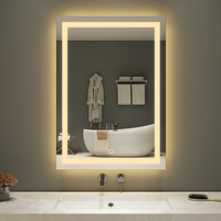 Miroir de salle de bain intelligent Bluetooth à interrupteur tactile rectangulaire, moderne, étanche IP44, verre de 5 mm, anti-buée, avec éclairage LED