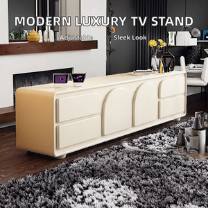 Meuble TV moderne en bois de luxe avec hauteur réglable pour petit appartement, salon ou chambre, combinable avec table basse - Product Image 2