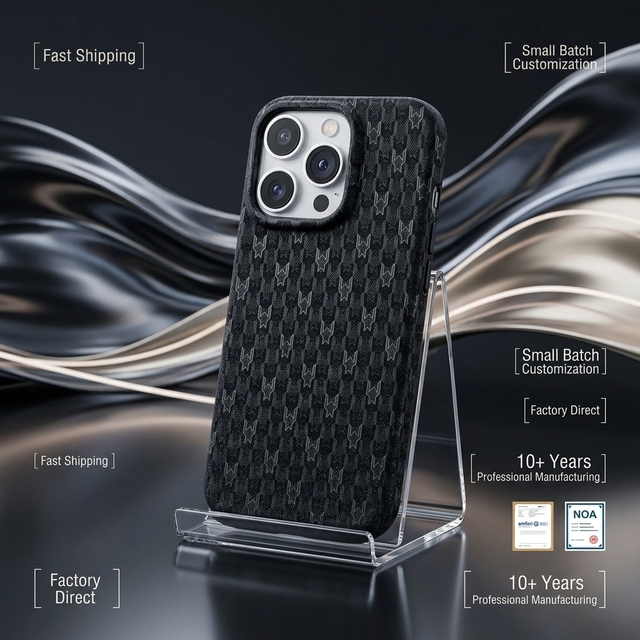 Trend Business Style Black Embossed Pattern PU Leather Phone Back Case OEM Brand Printing High Quality for IPhones 15 Pro Max 18