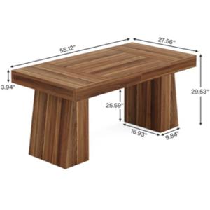 La table à manger en bois avec une finition vintage en grain de bois offre exactement la fonctionnalité et la durabilité de style de combinaison - Product Image 4
