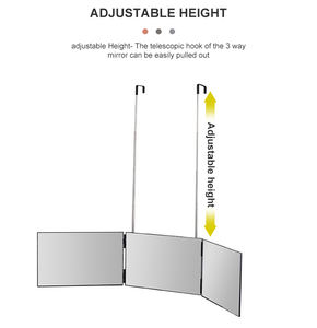 Espejo de corte de pelo triple portátil de 3 vías, espejo de 360 grados para corte de pelo, <span class=keywords><strong>afeitado</strong></span>, maquillaje con soportes de altura ajustables - Product Image 4
