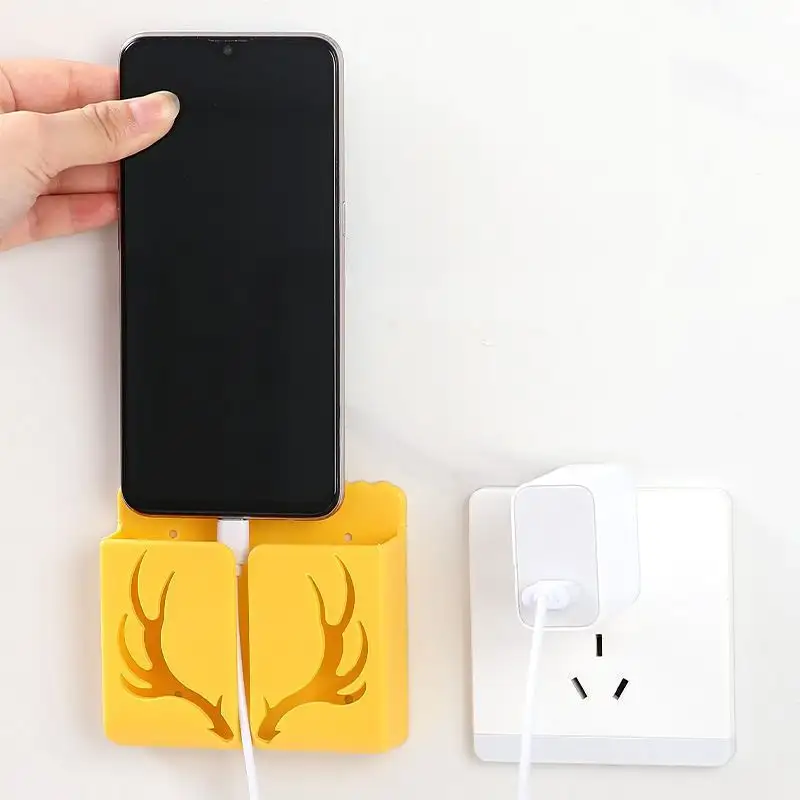 Antlers Pattern Adhesive Mobile Charging Bracket Bedroom Punch-free Wall-mounted Bedside Remote Control Storage