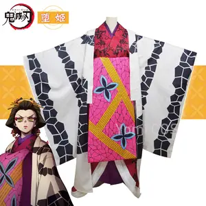 Anime Demon Slayer Daki Kimono Cosplay Kostüm Halloween für Frauen Outfit Kimetsu No Yaiba Daki Kostüme Perücke