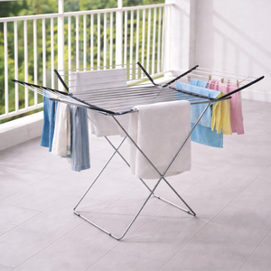 Expandable Foldable Laundry Stand X-Frame Metal Drying <b>Rack</b> Large Size Balcony Storage <b>Rack</b> for Indoor Outdoor - Product Image 3