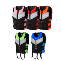 Gilet de sauvetage en néoprène personnalisé pour adulte, veste de flottabilité réfléchissante en mousse, fermeture éclair avant, doubles boucles pour jet ski, wakeboard, kayak
