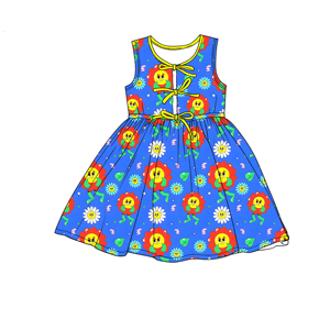 Abito estivo per <span class=keywords><strong>bambina</strong></span>, carino, con scollo a O, lunghezza al ginocchio, casual, con stampa floreale, tasca laterale, maniche corte - Product Image 3