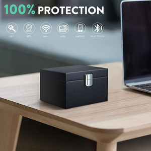 Boîte de protection <span class=keywords><strong>Faraday</strong></span> <span class=keywords><strong>pour</strong></span> téléphone portable, nouvelle, noire, en PU, avec protection RFID <span class=keywords><strong>pour</strong></span> clés de <span class=keywords><strong>voiture</strong></span>, 2 étuis - Product Image 6