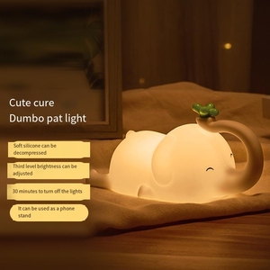 Lampe tactile LED écologique MEGO HOME en silicone/silicone+ABS, forme d'éléphant de dessin animé, veilleuse pour les chambres de bébé/enfants - Product Image 4