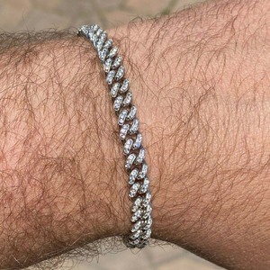 <span class=keywords><strong>Bracciale</strong></span> a catena cubana <span class=keywords><strong>sottile</strong></span> da uomo in <span class=keywords><strong>oro</strong></span> e argento placcato con zirconi, larghezza 6 mm, per dropshipping all'ingrosso - Product Image 4