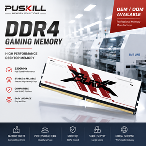 PUSKILL DDR5 32GB UDIMM หน่วยความจำเดสก์ท็อป 6400MHz 288 พิน 1.1V พร้อม RGB สำหรับงานหนัก การสร้างเนื้อหา และการประกอบระบบ - Product Image 1