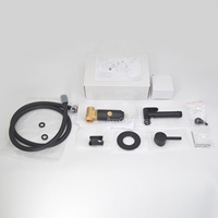 Robinet de douche rond à haute pression, kit de robinets avec support de tuyau de 1.2m, en laiton, noir mat, douche de Bidet