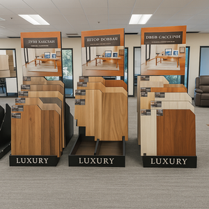 Tùy chỉnh tầng thường vụ sàn gỗ kim loại Rack hiển thị Sàn Vinyl đứng cho showroom - Product Image 1