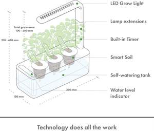 Kit de jardinage d'herbes d'intérieur Click Grow Pots intelligents Jardinières blanches 3 dosettes de <span class=keywords><strong>basilic</strong></span> incluses Système hydroponique facile pour la cuisine à domicile - Product Image 3