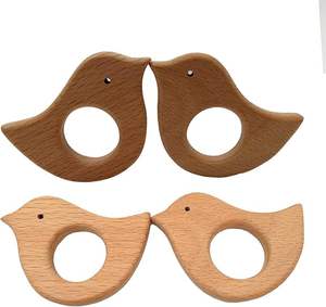 Encantador pájaro de madera de <span class=keywords><strong>dibujos</strong></span> <span class=keywords><strong>animados</strong></span>, forma de Animal Natural puro, juguetes de dentición de madera de haya, patrón hecho a mano, colgante de collar de joyería DIY - Product Image 4