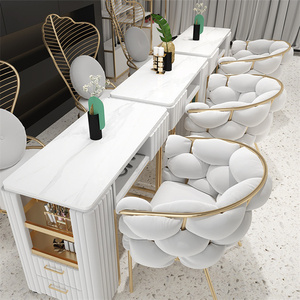 Paquete de muebles de salón de belleza Kisen, barra de uñas, escritorio, MESA DE MANICURA, mesas de manicura de lujo con mechones con silla para uso en salón de uñas - Product Image 1