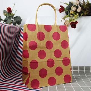 Customize Small Biodegradable Luxury Brown Pink Kraft Paper <b>Craft</b> <b>Bag</b> with Round Twisted Handles for Pizza Salad Wine Packaging - Product Image 4