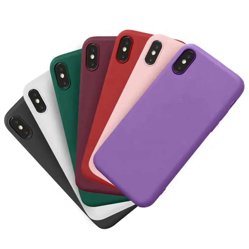 Funda de silicona suave para móvil, carcasa trasera de Color caramelo para iPhone 14 13 12 11 Pro MAX mini SE, Color rosa mate