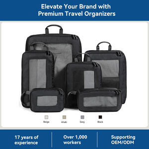 <span class=keywords><strong>Set</strong></span> di 6 Cubi di Compressione per Valigie, Organizzatori da <span class=keywords><strong>Viaggio</strong></span> Durevoli e Traspiranti in Rete Espandibile con Chiusura a Cerniera - Product Image 1