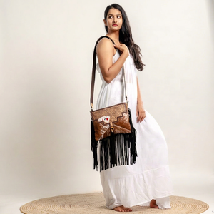 New Women's Vintage Handcrafted Genuine Leather Fringe <b>Boho</b> Waterproof Portable Tote <b>Bags</b> - Product Image 1