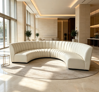 Ensemble modulaire incurvé en cuir à capitonnage vertical moderne, sectionnel en forme de U et demi-cercle, 6 places, durable, pour salon et hall d'hôtel