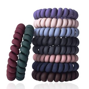 Élastiques à <span class=keywords><strong>cheveux</strong></span> en <span class=keywords><strong>spirale</strong></span> personnalisés, taille moyenne, pour <span class=keywords><strong>cheveux</strong></span> épais, multicolores, sans plis, en plastique type cordon téléphonique (couleur mate) - Product Image 1
