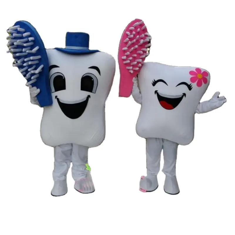 Traje de mascote de dente grande branco/mascote personalizado para promoção