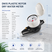 Compteur d'eau DN15 à corps plastique, cadran sec, indicateur de fuite, classe B, multi-jets, fileté, pour consommation résidentielle domestique