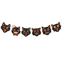 Bannière Guirlande Vintage Visage de Chat Halloween Très Vendue pour Décoration Murale Ambiance Fête