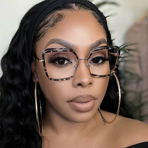 Phụ Nữ Của Tr90 Chống-Màu Xanh Ánh Sáng Thời Trang Cảnh Tượng Khung Với Vuông Biên Giới Lớn Chữ Thập Gương Phẳng Cảnh Tượng Kính Mắt Khung - Product Image 3