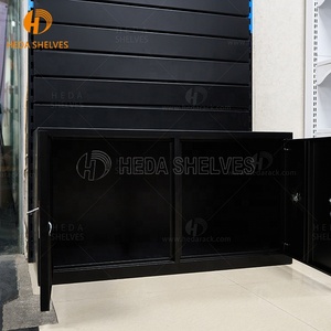 Nhà Máy Bán buôn h-hình dạng <span class=keywords><strong>slatwall</strong></span> tháp đa chức năng hiển thị đứng làm bằng gỗ MDF nhôm với Tủ lưu trữ - Product Image 4