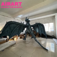 Dragon gonflable vert, dragon gonflable géant avec aile