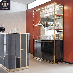 Meuble Bar Moderne de Luxe en Acier Inoxydable Doré, Mini Vitrine à Boissons en Bois pour la Maison, Armoire à Vin Db-giorgio-01-charisma - Product Image 3