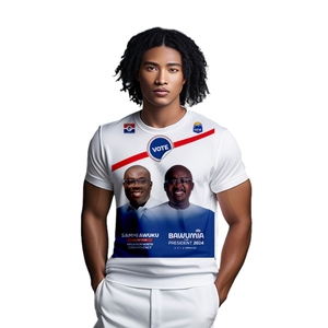 Gahumi Factory Entrega rápida Camisetas personalizadas Poliéster Campaña electoral Camiseta con patrón de impresión para Ghana - Product Image 4