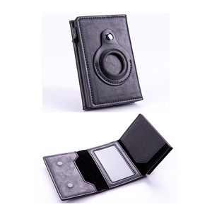 Porte-cartes en cuir PU à trois volets avec porte-AirTag, portefeuille unisexe, design à trois volets, portefeuille multifonctionnel en similicuir pour homme - Product Image 1