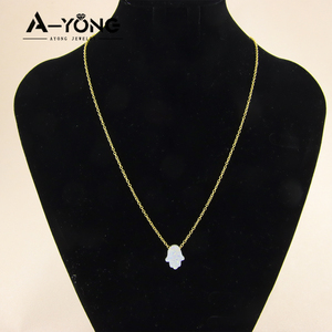 Nuova Collezione <span class=keywords><strong>Collana</strong></span> <span class=keywords><strong>con</strong></span> Catena Sottile in Oro Design all'Ingrosso Gioielli Placcati Oro 18k <span class=keywords><strong>con</strong></span> Ciondolo <span class=keywords><strong>Mano</strong></span> <span class=keywords><strong>di</strong></span> <span class=keywords><strong>Fatima</strong></span> per Donne - Product Image 6