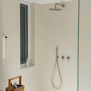 Minimalist Brass Ceiling <b>Mounted</b> Shower Head Round Dual Control Overhead Rain Shower - Product Image 1