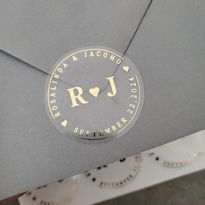 High Quality Custom Logo <b>Waterproof</b> Printed Clear Gold Foil Sticker <b>Label</b> for Envelope - Product Image 3